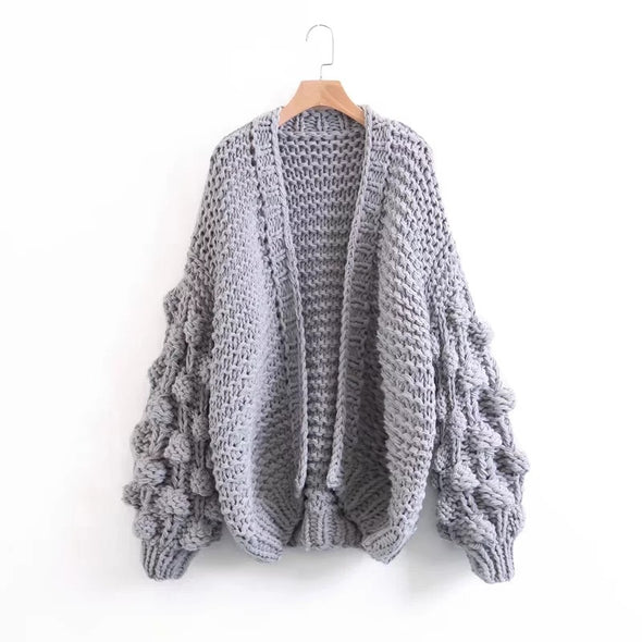 Fashion Thick Wool Hand-knitted Sweater Cardigan Coat