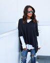 Fashion Stitching Long Sleeve V-Neck T-Shirt