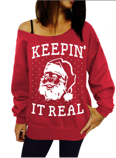 Casual Slash Collar Christmas Pattern Thick Sweatshirts