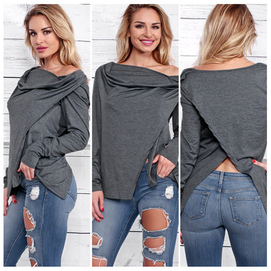 Fashion Solid Color Off-Shoulder Sweatshirt