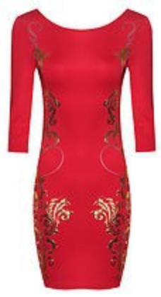 Round Neck Unique Style Tribal Printed Bodycon Dress