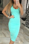 Spaghetti Strap  Plain  Sleeveless Bodycon Dresses