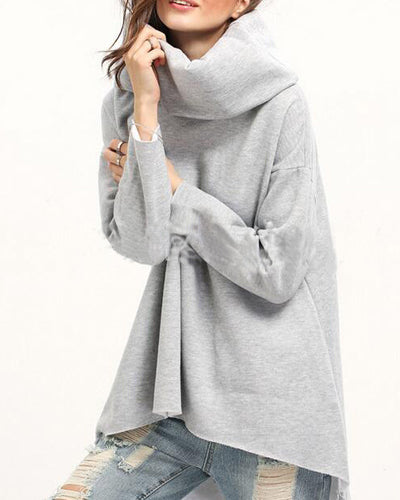 Fleece Pile Pile Collar Irregular Long Sleeve Sweatshirt