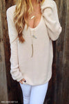 Round Neck  Plain  Casual Sweaters