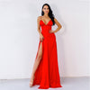 Deep V sling Split Red Party Evening Dress