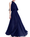 Women's Ssolid Color O-neck Eevening Dress