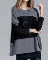 Batwing Sleeve Loose Contrast Knit Sweater