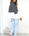 High Neck Color Matching Loose Long Sleeve Sweater