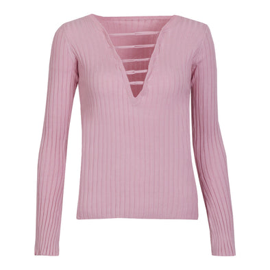 Fashion Bandage V- neck Knitting Sweaters