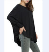 Irregular Hem Pure Color Long Sleeve Sweatshirt