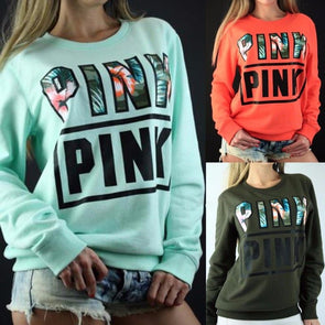 Letter Printed Long Sleeve Fleece Sweatshirt