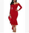 Slim Off Shoulder Long Sleeve Bodycon Dress