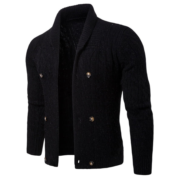 New Youth Men's Solid Color Thick Knit Cardigan