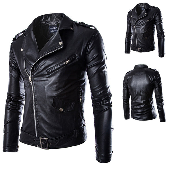 New Locomotive Slim British Fashion Men's Leather Jacket