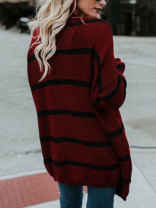 Fashion Stripes Cardigan Sweater Tops