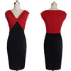 V-Neck Sleeveless Colorblocked Split Sexy Dress