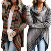 Irregular Fringed Striped Knit Cardigan