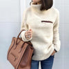 Casual Stand Collar Solid Color Long Sleeve Plus Velvet Fur Sweater