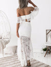 Women's Ruffled Lace Evening Dress