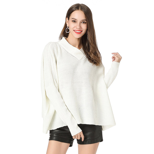 Fashion Loose V- neck Knitting Sweaters