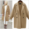 Fashion Pure Color Long Sleeve Lapel Woolen Coat