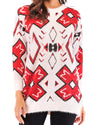 Long Sleeve O-Neck Print Sweater