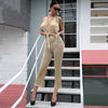 Women Sexy tinsel Off Shoulder  gold Color Jumpsuit