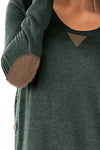 New Solid O-Neck Long Sleeve Patch Button T-shirt