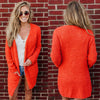 Sexy Plush Double Pocket Round Neck Long Sleeve Cardigan