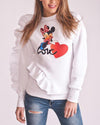 Fashion Printed Long Sleeve Ruffled Sweatshirt