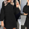 New Solid Color O-Neck Puff Sleeve Sweater