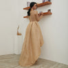 Women Sexy O-Neck Long Sleeve Glitter Elegant Evening Dress