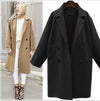 Fashion Pure Color Long Sleeve Lapel Woolen Coat