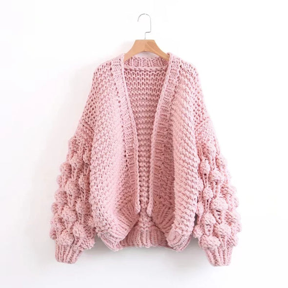 Fashion Thick Wool Hand-knitted Sweater Cardigan Coat