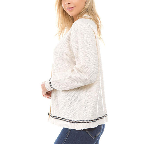 Solid Color Single-Beasted Sweater