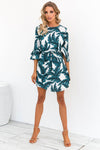 New Printed Butterfly Sleeve Short Dress