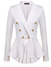 Double Row Metal Buckle Long Sleeve Small Blazer