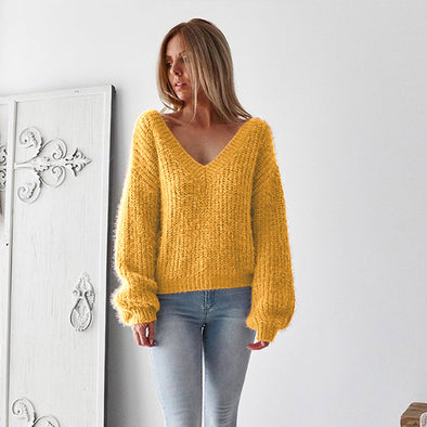 Women's V-neck halter loose sweater tops