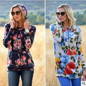 Printed Hooded Long Sleeve Sweater