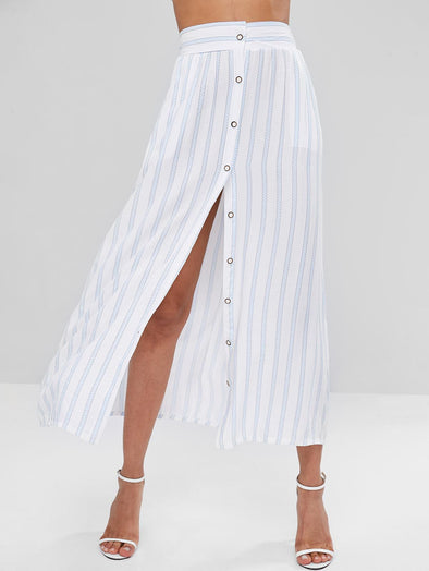 New fashion stripe button skirt