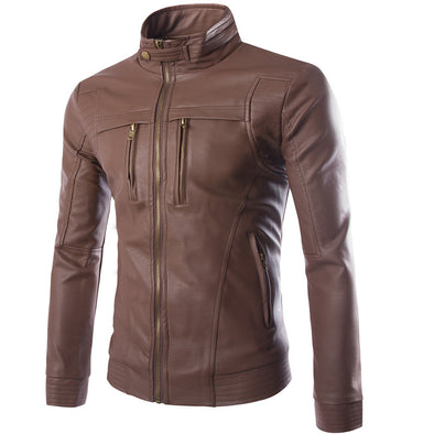 Boutique Stand Collar Leather Men's Jacket