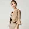 Fashion pu leather trumpet sleeve short coat