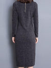 Ladies New Knit Long-Sleeved Large Yards Hip Bottoming Dress