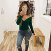 V-neck Long Sleeve Button Bodysuit