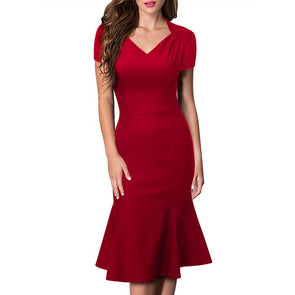 Sexy V neck Trumpet Slim Bodycon Dress