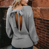 Sexy Backless Bandage Round Neck Sweaters