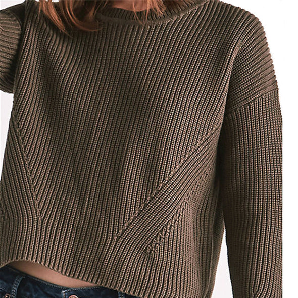 Loose Cross Bandage Round Neck Knitting Sweaters