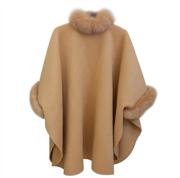 New Fox Fur Collar Woolen Coat