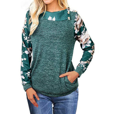 Printed Long Sleeve Lapel Button Sweatshirt