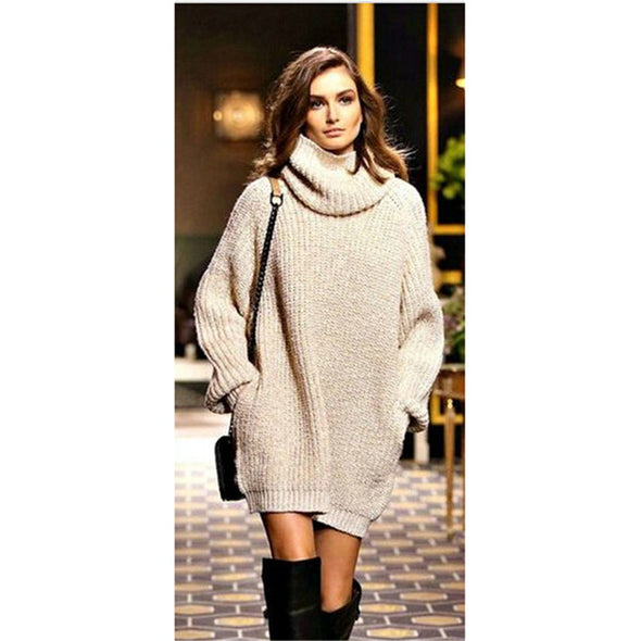 Casual Solid Turtleneck Hollow Stitching Wool Sweater